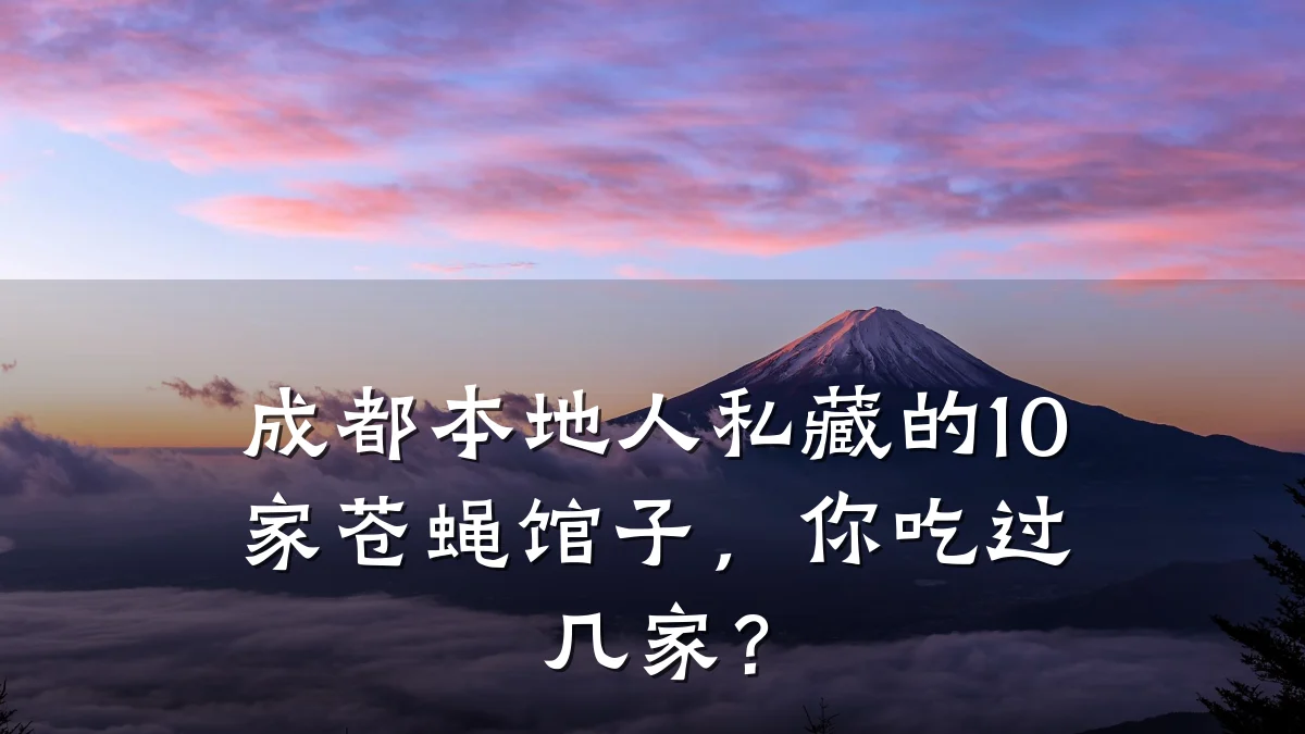 成都本地人私藏的10家苍蝇馆子,你吃过几家?