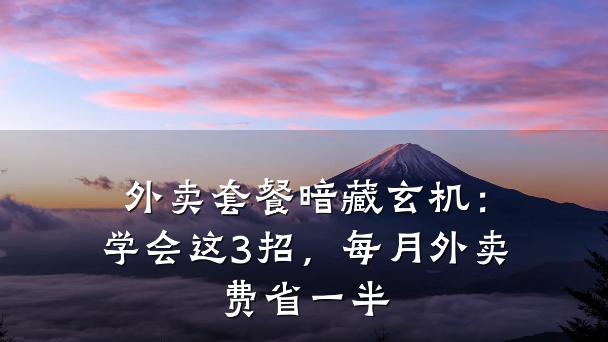 外卖套餐暗藏玄机：学会这3招，每月外卖费省一半