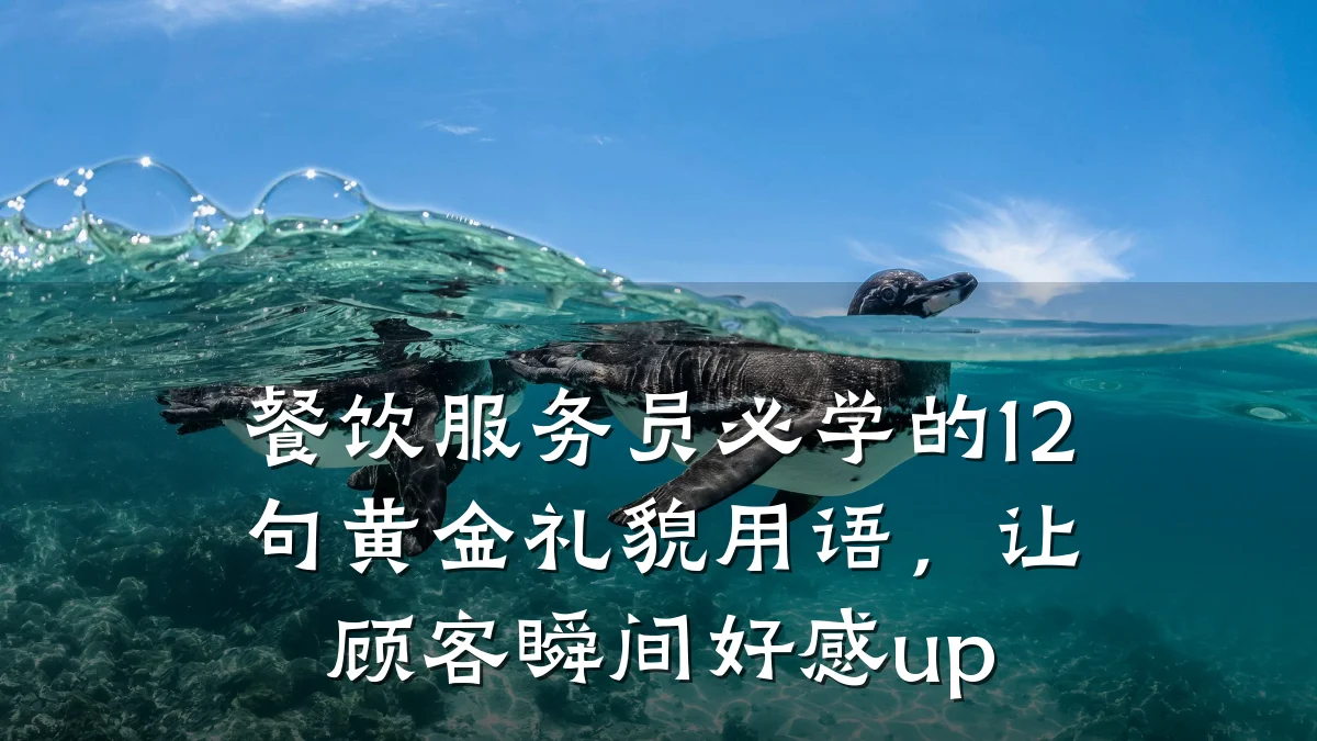 餐饮服务员必学的12句黄金礼貌用语，让顾客瞬间好感up