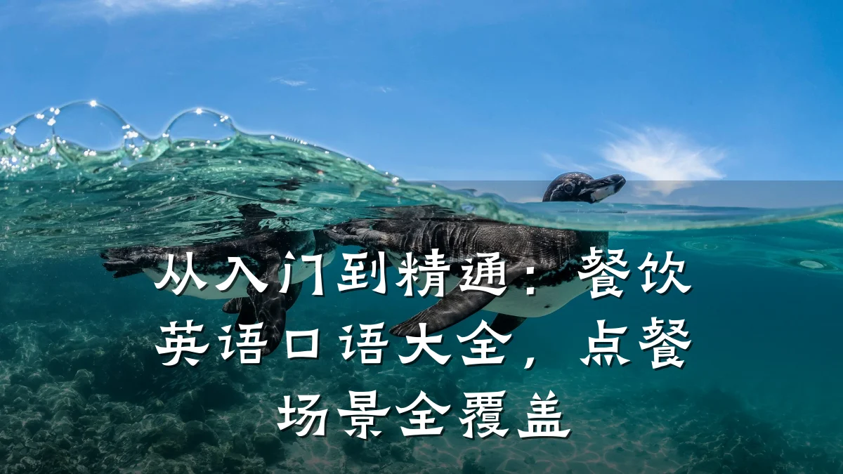 从入门到精通：餐饮英语口语大全，点餐场景全覆盖