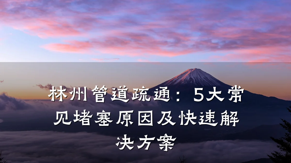 林州管道疏通：5大常见堵塞原因及快速解决方案