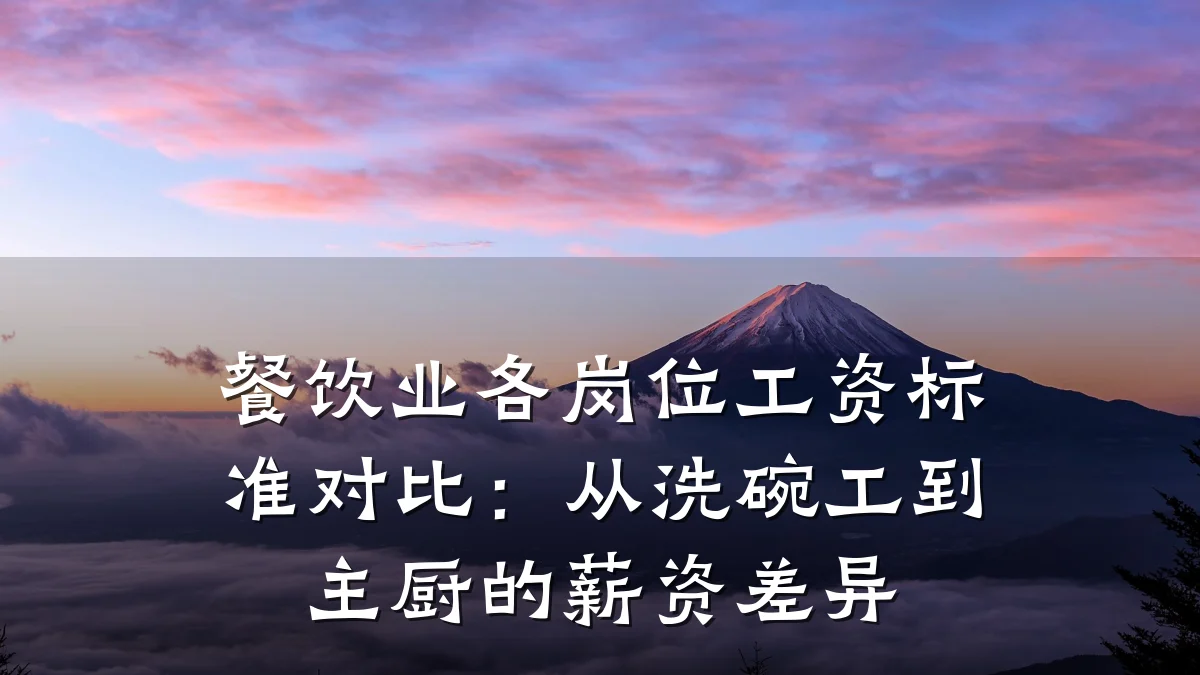 餐饮业各岗位工资标准对比：从洗碗工到主厨的薪资差异