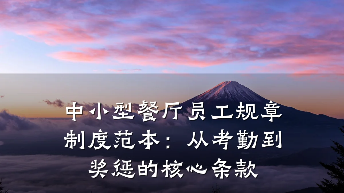 中小型餐厅员工规章制度范本：从考勤到奖惩的核心条款